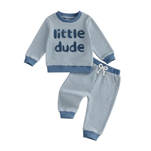 VISGOGO Baby Boy Clothes Toddler Fall Winter Outfit Sweater Toddler Boy Striped Clothes 6 12 18 Months 2 3T 4T Pant Set