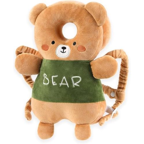 JunNeng 3-Sided Baby Head Protector Backpack for Walking, Brown Bear
