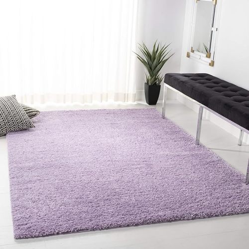 SAFAVIEH August Shag Collection Area Rug - 6' x 9', Lilac, Solid Design, Non-Shedding & Easy Care, 1.2-inch Thick Ideal for High Traffic Areas in Living Room, Bedroom (AUG900V)