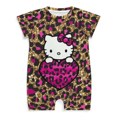 Hello Kitty Baby Boy Girl Romper Short Sleeve Cotton Bodysuit Outfits Jumpsuit Summer One Piece Clothes