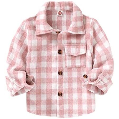 Kids Little Boys Girls Baby Long Sleeve Button Down Red Plaid Flannel Shirt Plaid Girl Boy NB-6T