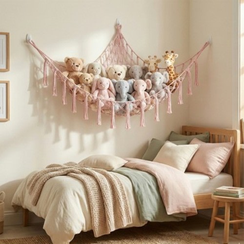 Stuffed Animal Storage Hammock Large Baby Pink