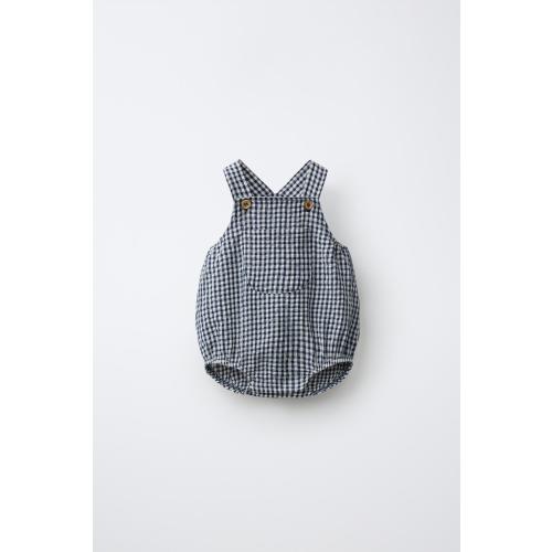 GINGHAM ROMPER - Navy blue | ZARA United States