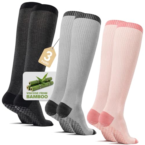SONORAN Compression Socks for Pregnant Women (2/3 Pairs) 15-20 mmHg Bamboo Viscose Non-slip Sock for Nurses Pregnancy