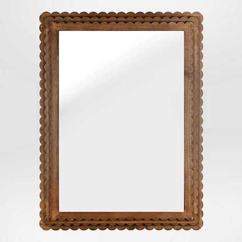 Natural Scalloped Savannah Rectangle Wall Mirror | Kirklands Home