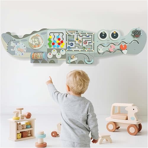Potatomato Green Montessori Busy Board – Educational Wall Panel for Toddlers – Montessori for Boys and Girls – Learning Activity Center – Fine Motor Skills Toys – Autism Toys