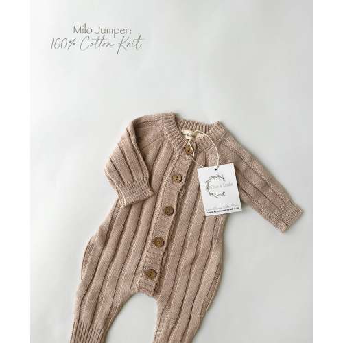 Milo Jumpsuit – Olive and Cradle size NB coolor Fog