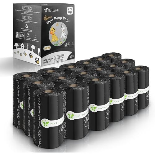 Certified Compostable Dog Poop Bags-270Bags 18Rolls, Poop Bags for Dogs Made of Cornstarch - ASTM D6400 By USA, Leakproof Easy Open, Unscented Dog Waste Bags (Green)