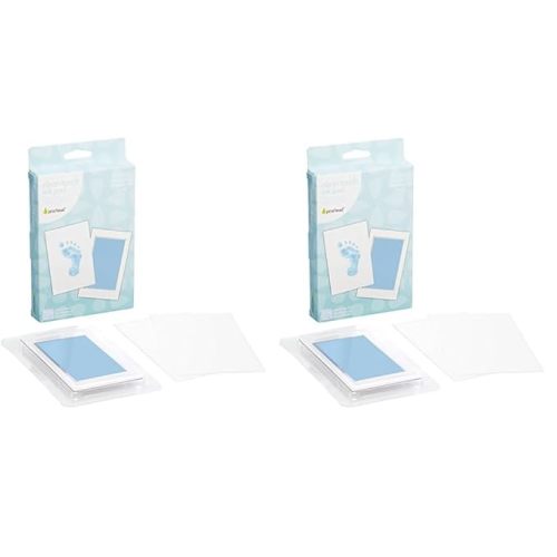 Pearhead Newborn Baby Handprint or Footprint “Clean-Touch” Ink Pad, 2 Uses, Blue (Pack of 2)