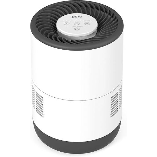 Pure Enrichment MistAire Eva - Mist-Free Evaporative Humidifier with Antibacterial Filter, 2.8-L Tank, 4 Speeds, Large Room Coverage up to 500 sq. ft., Night Light, Auto Shut-Off Timer, No White Dust