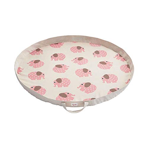 3 Sprouts Play Mat & Toy Storage Bag - Large Portable Toy Organizer, Kids Toy Bag for Boys & Girls - Playroom Storage & Activity Mat, Elephant