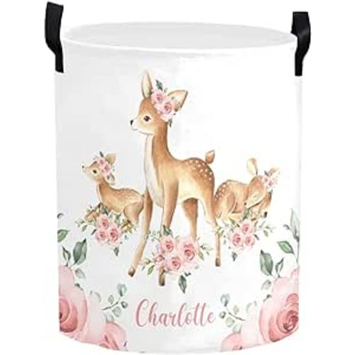 Amazon.com: Personalized Laundry Basket Hamper,Floral Deer Pink,Collapsible Storage Baskets with Handles for Kids Room,Clothes, Nursery Decor : Baby