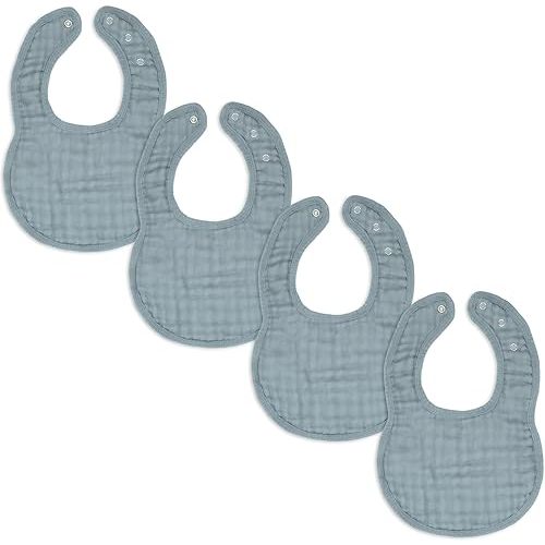 Comfy Cubs Muslin Bibs, Pack of 4 - Cotton Bibs - Pacific Blue