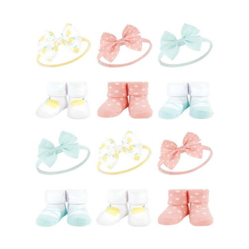 Hudson Baby Infant Girl 12Pc Headband and Socks Giftset, Lemon, One Size