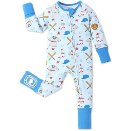 PATPAT Organic Cotton Baby Footie Pajamas with Two-Way Zipper & Mittens