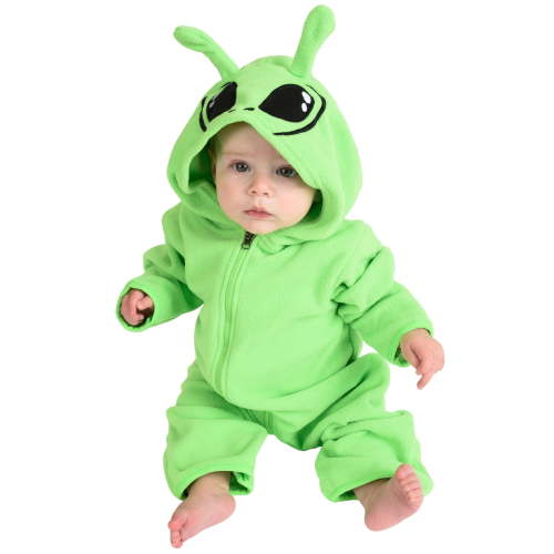 Cuddle Club Hooded Fleece Onesies for Babies, Alien Newborn Onesie, 0-3 Months