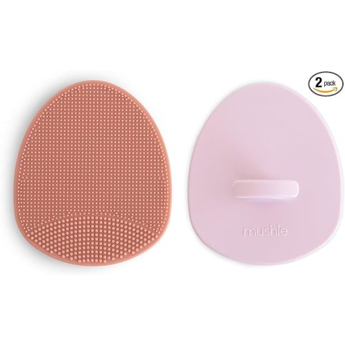 mushie Baby Bath Cradle Cap Brush | Soft Silicone Bristles for Dry Skin, Eczema, & Cradle Cap Treatment | 2-Pack (Rose/Soft Lilac)