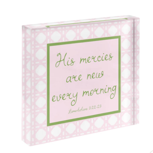 His Mercies Rattan Print in Acrylic Frame (Lamentations 3:22-23)