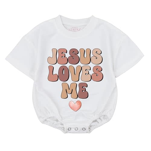 Jesus Loves Me Baby Boys Girls Christian Outfit - Cute Religious Sweet Little Blessing Pregnancy Announcement Romper