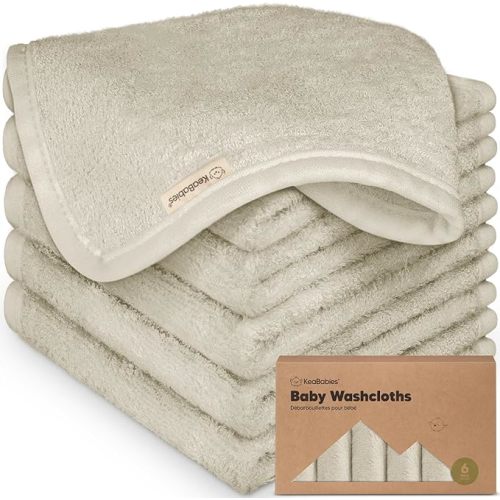 6-Pack Baby Washcloths, Soft Absorbent Washcloths for Face, Body (Stone) | Viscose from Bamboo Washcloths, Baby Towels, Newborn, Kids, Toddlers, Infant, Gentle on Sensitive Skin, 10x10, Reusable