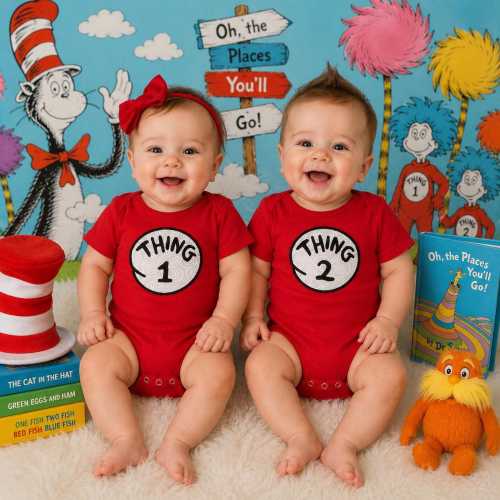 Thing 1 And Thing 2 Twin Bodysuits Short or Longsleeve Tshirt available