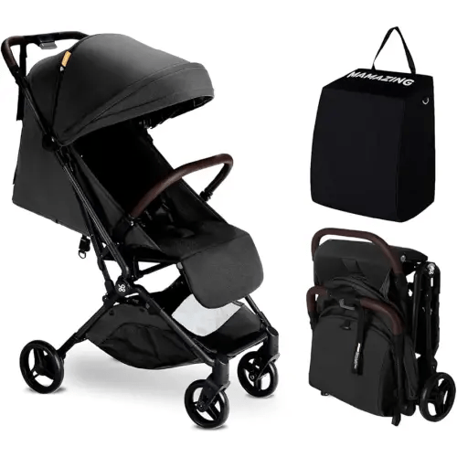 MAMAZING Lightweight Baby Travel Stroller with Carbon Fiber Frame, Compact & Airplane-Friendly, One-Handed Folding Design, 11.6 lbs, Perfect for Toddlers, Jet