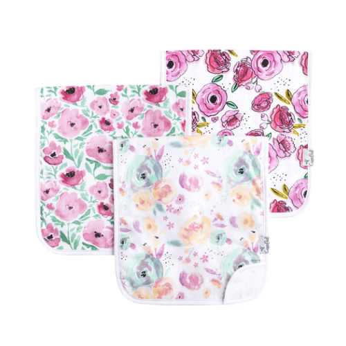 Copper Pearl Burp Cloth Floral Set of 3 - The Breastfeeding Center, LLC