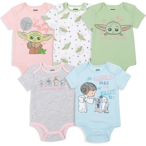 STAR WARS The Mandalorian The Child 5 Pack Short Sleeve Baby Bodysuits Newborn to Infant