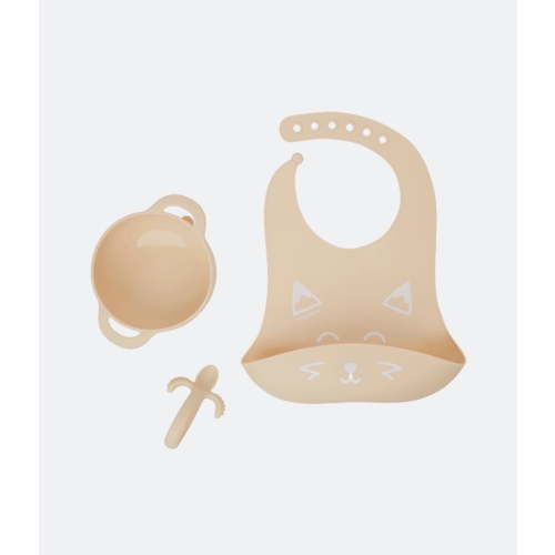 Babymoov First'Isy 3-Piece Non-Slip Mealtime Set with Fork and Spoon, 100% Silicone,