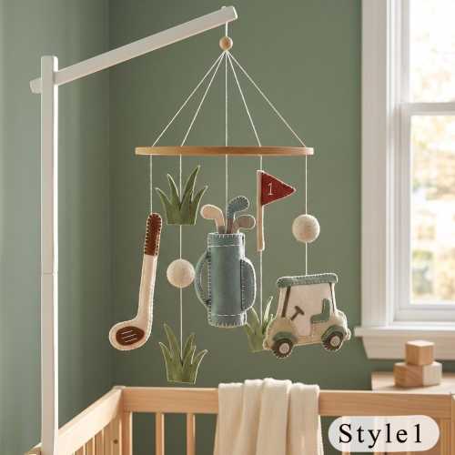 Needle Felt Golf Baby Mobile, Golf Cart Crib Decor, Sports Nursery Gift