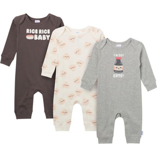 Onesies Brand Baby Neutral 3-Pack Lap Shoulder Footless Pajamas, Soy Cute, 12 Months