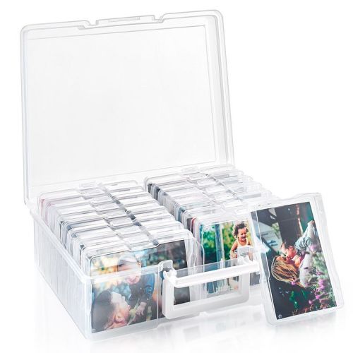 Sorbus Clear Durable Box with 16 Cases (4" x 6") Organizers and Storage Cases - Great for Photo Organization and Craft Storage