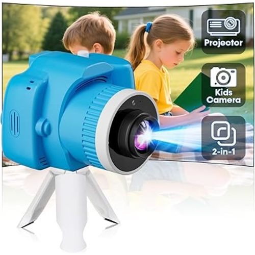 Kids Camera with Projector: Perfect Birthday Christmas Festival Gift for Boys Girls - Toddler Camera Toys for 6 7 8 9 10 Age Years Old - White