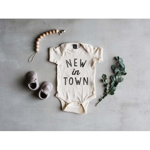 New In Town Typographic Baby Bodysuit