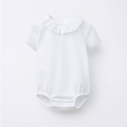 SWISS EMBROIDERY COLLAR BODYSUIT - Oyster-white | ZARA United States