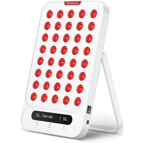 Comfytemp Red Light Therapy for Face & Body, Near Infrared Light Panel with Adjustable Stand, Dual-Chip 40 LEDs, 4 Modes Portable Panel with Timer for Travel Home, 660nm & 850nm, 55W