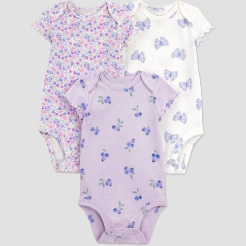 Carter's Just One You® Baby Girls' 3pk Mix Print Bodysuit - Purple 3M