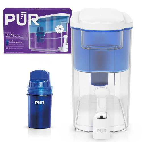 PUR Plus 30-Cup Water Filter Dispenser, Blue, 11.2 x 6 x 16.1, DS1800ZAV4, Purification System
