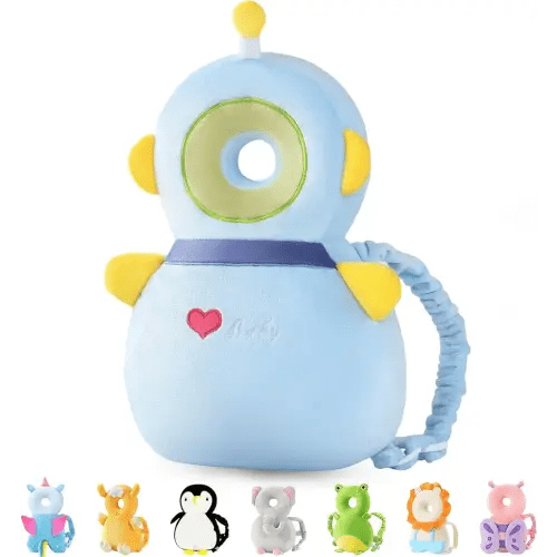 JunNeng Baby Head Protector Backpack, Toddler Walking Fall Head Protection, Robot Blue