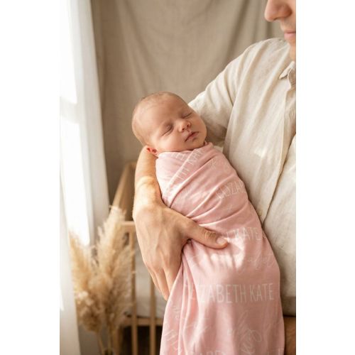 Personalized Lovely Pink Baby Name Swaddle Blanket - Block & Script