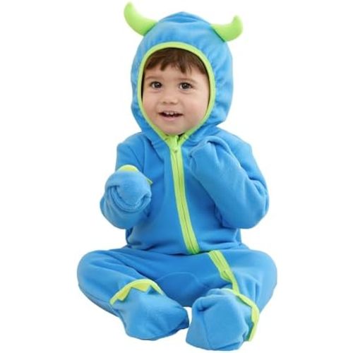 PATPAT Baby Fleece Footies Hooded Romper- Cute Outfit for Boys and Girls - 2 Way Zipper - Newborn Infant Clothes Outerwear