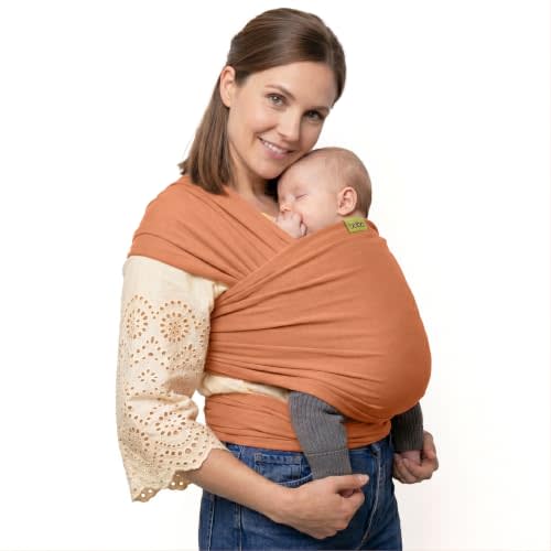 Boba Baby Wrap Carrier - Stretch Organic Cotton Newborn Sling, Fox | Breathable, Hands-Free Babywearing Carrier Wrap; ergonomic, secure hold for newborn to toddler 7-35 lbs.