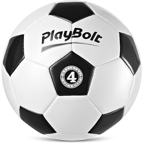 Soccer Ball Size 4 - (Pack of 1 or 4) Size 4 Soccer Balls w/Pump - Classic Black & White for Kids Youth & Adult Sports, Indoor & Outdoor