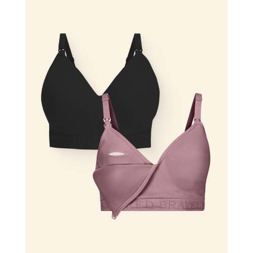 Signature Sublime® Contour Hands-Free Pumping & Nursing Bra Two-Pack | Beige & Twilight - Kindred Bravely