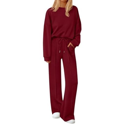 PRETTYGARDEN 2 Piece Sets For Women | Wine Red Medium
