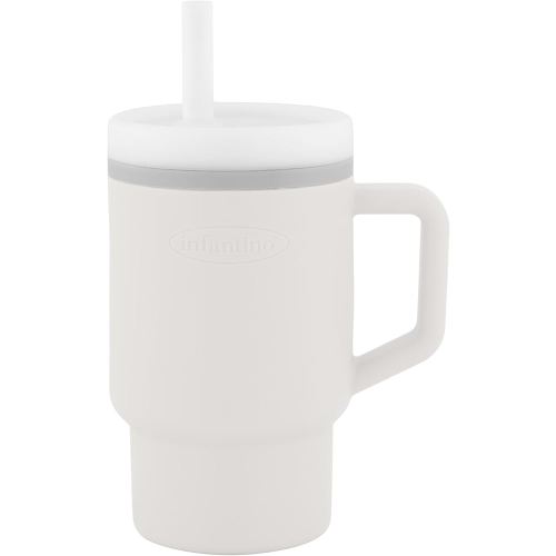Infantino My 1st Tumbler, Silicone Sippy Cup with Straw & Handle, Spill-Resistant Baby Cup for On-the-Go, BPA-Free Transition Bottle, Cream