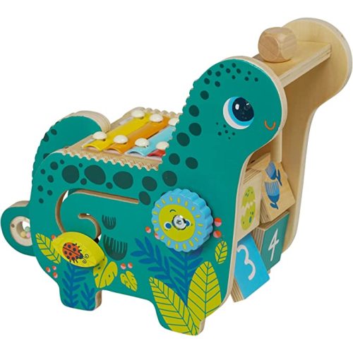 Manhattan Toy Wooden Dinosaur Toddler and Preschool Musical Instrument and Activity Toy with Xylophone, Sawtooth Ridges and Solo Mallet - Drums & Percussion