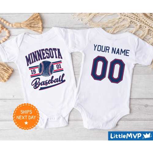 Minnesota Baseball Onesie® - Minnesota Baseball Baby - Minnesota Baby Boy - Minnesota Baby Girl - Minnesota Baby Shower