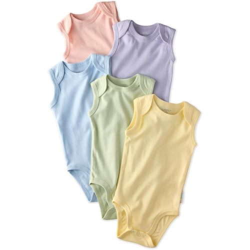 Butterblu Sam 5-Pack Sleeveless Bodysuits 100% Organic Cotton Baby Clothes for Boys and Girls