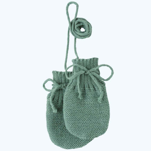 DISANA Knitted Baby Mittens in Organic Merino Wool - Jade, Size 0